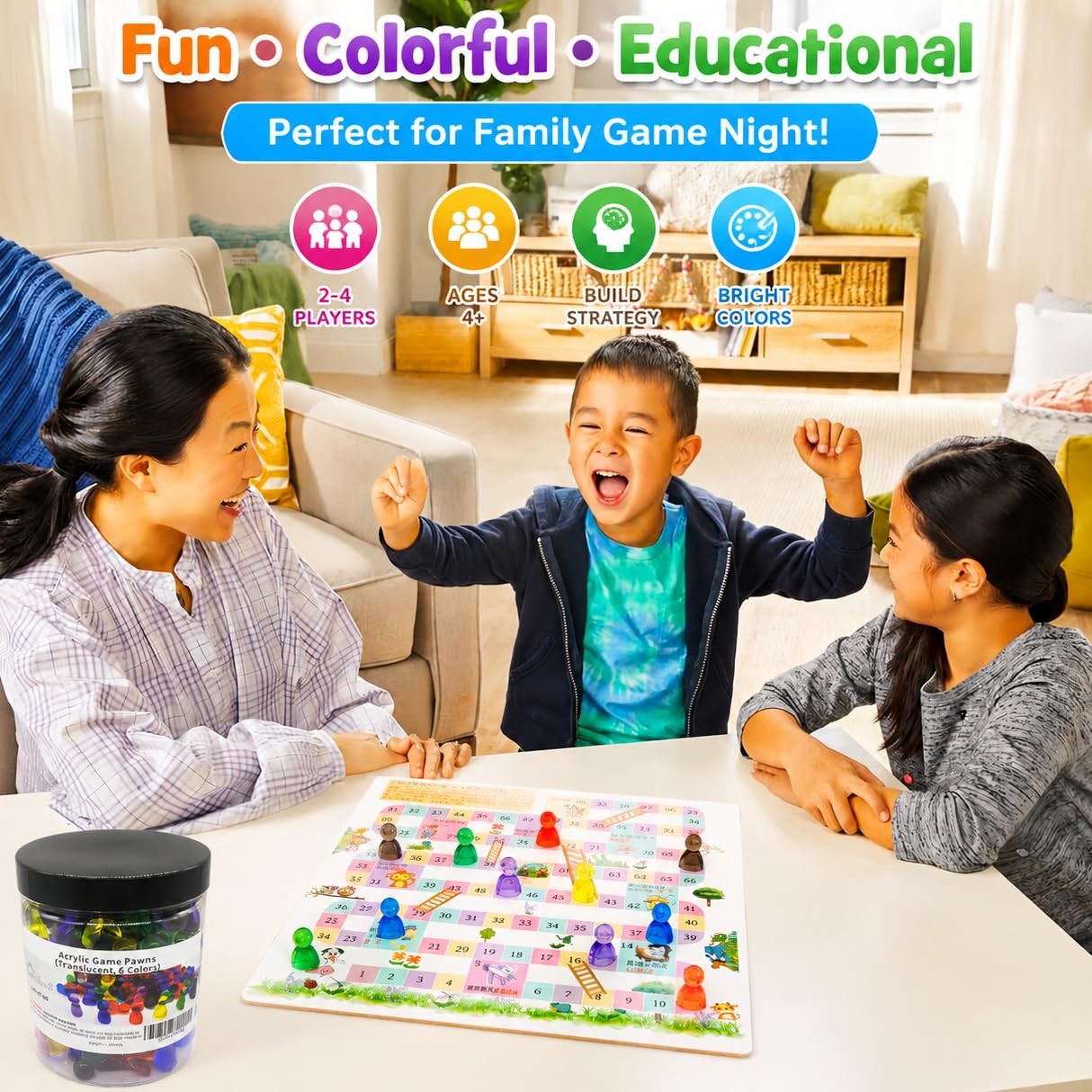 Game Pawns,120 Pieces,6 Colors,Translucent Game Pieces