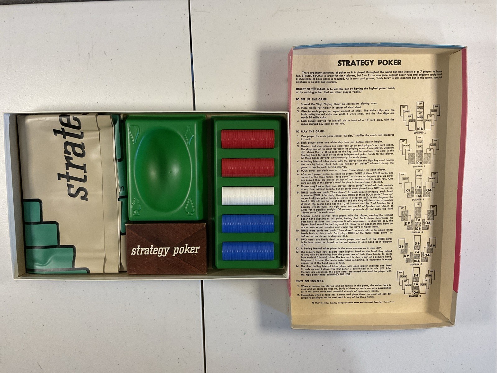 STRATEGY POKER Board Game (1967 Milton Bradley) — Complete in Box