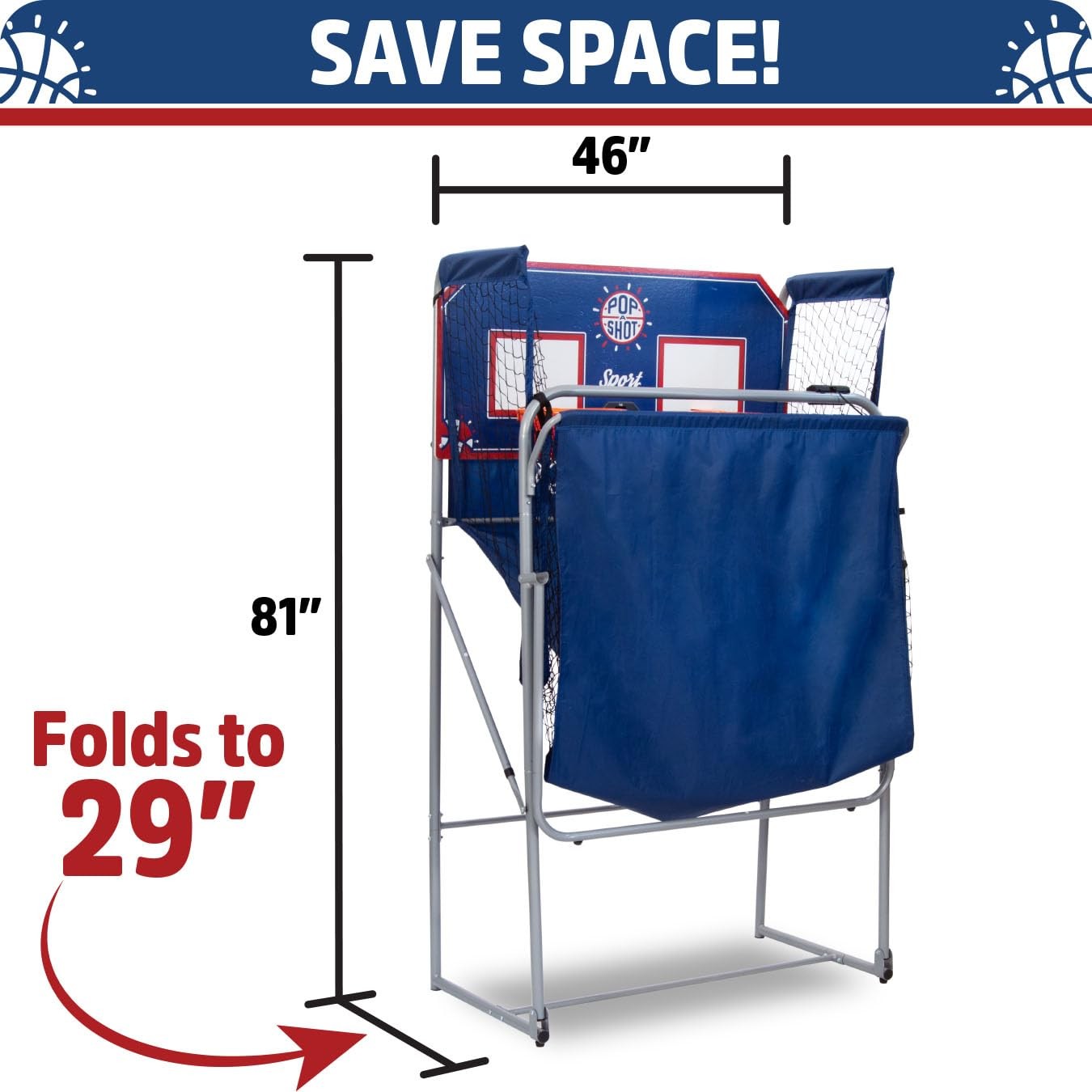 Pop-A-Shot – Dual Shot Sport | Arcade Basketball Game for Home | Large, Blue