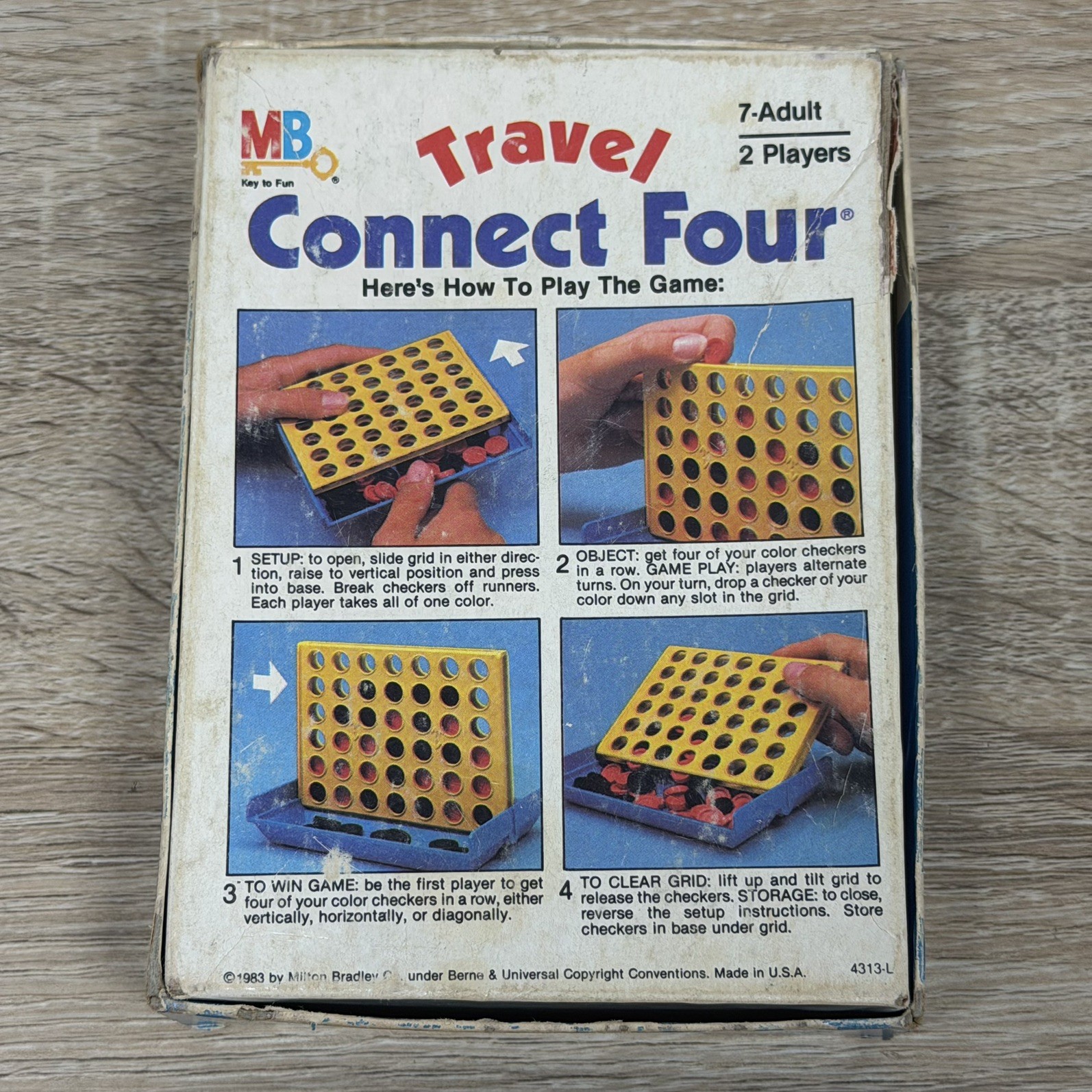 Vintage Connect Four 4 Travel Size Board Game 1983 Milton Bradley