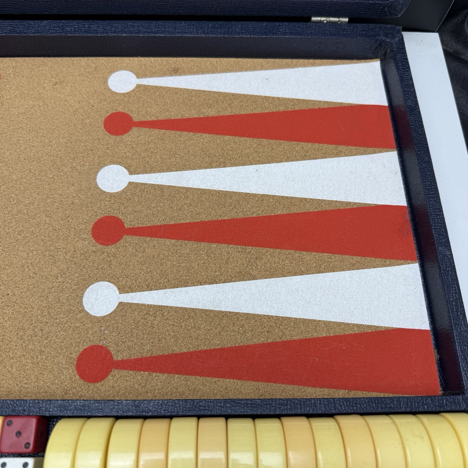Crisloid Bakelite Backgammon Set 1.5” Checkers Red Yellow / Butterscotch Vintage
