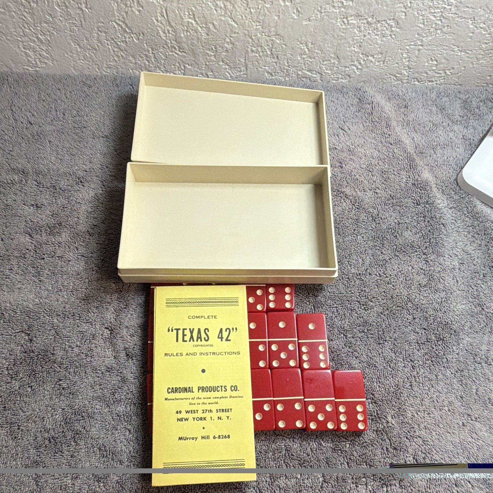 Rare Cardinal Products Co Vintage 1965 Dominoes Set Hard plastic Tiles Case