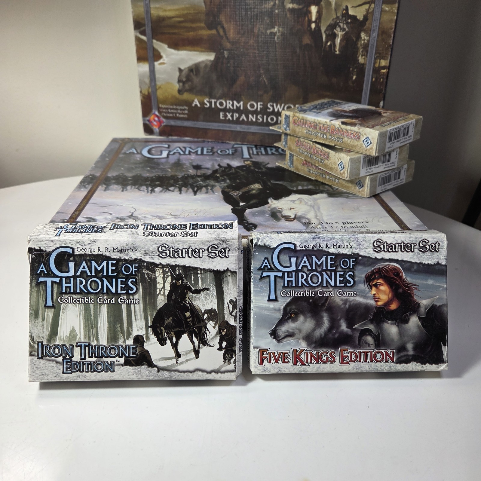 Lot Game of Thrones Core w Expansion, 3 Chapter Packs plus 2 Starter Packs