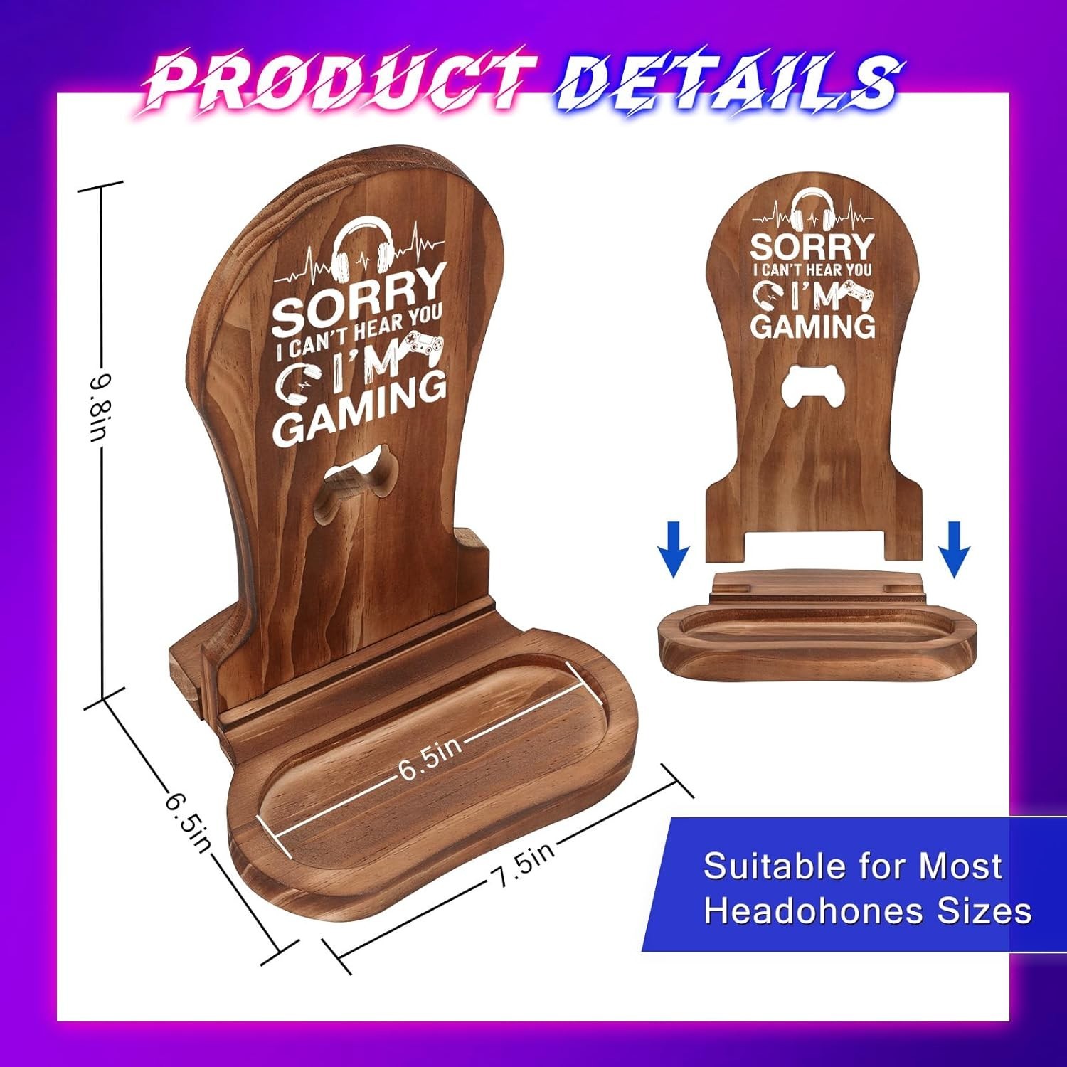 Multi-Functional Gamer Decor – Wooden Headset Stand for All Gaming Setups