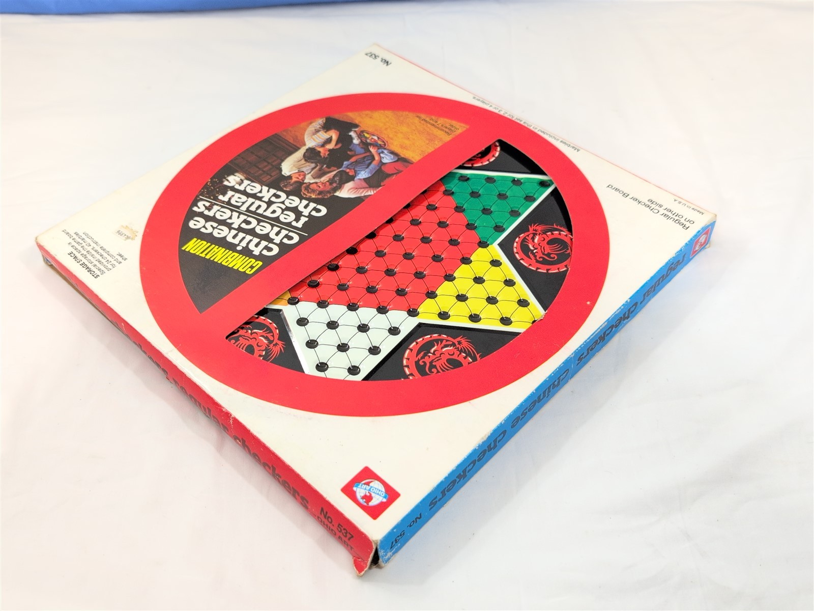 Vintage OHIO ART CHINESE CHECKERS AND REGULAR CHECKERS Game #537-ORIGINAL BOX