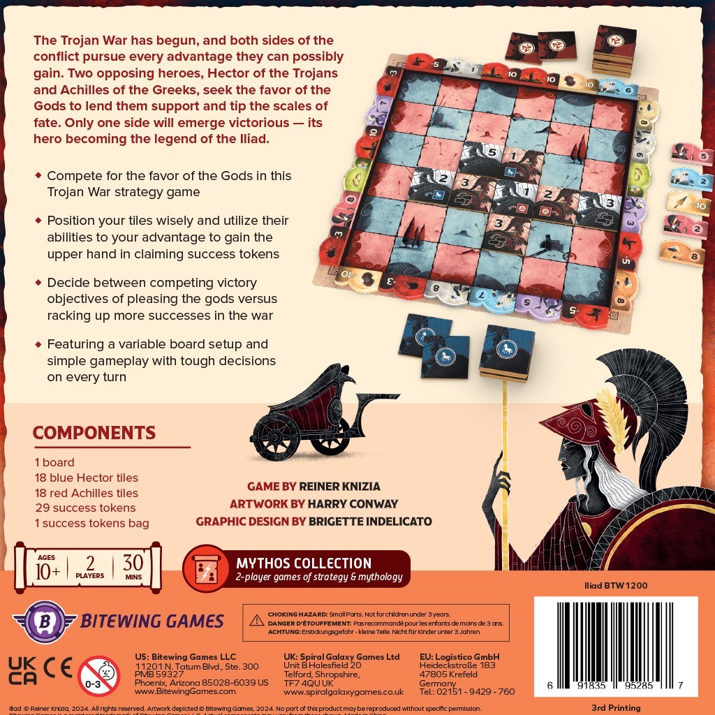 Iliad Board Game Trojan War Bitewing Games Mythos Reiner Knizia Hector Achilles