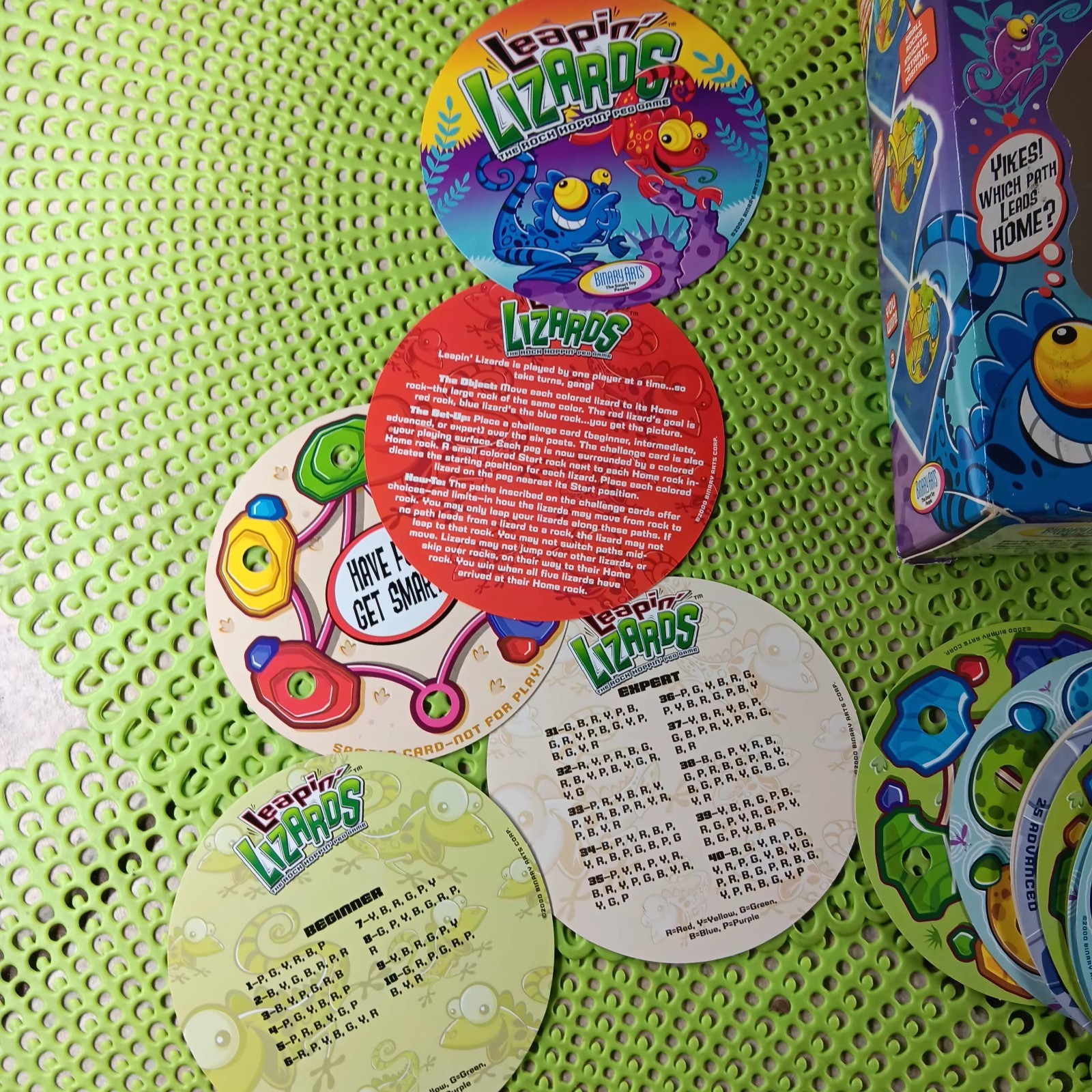 Vintage Binary Arts Leapin’ Lizards The Rock Hoppin’ Peg Game 2000 CIB RARE OOP