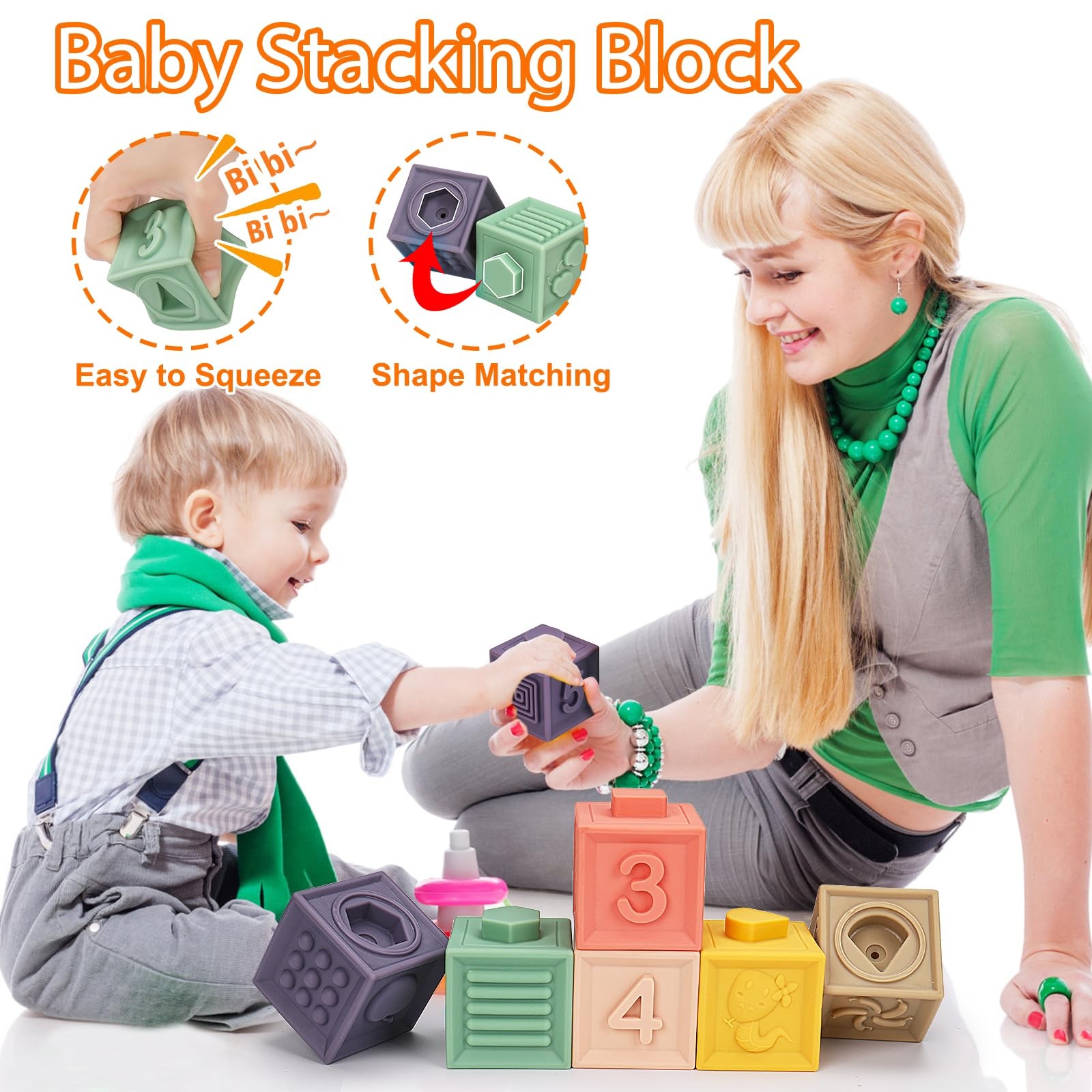 Stacking Cups Blocks Shape Sorters Baby Toys 6-12-18 Month Infant 0-6 6-9