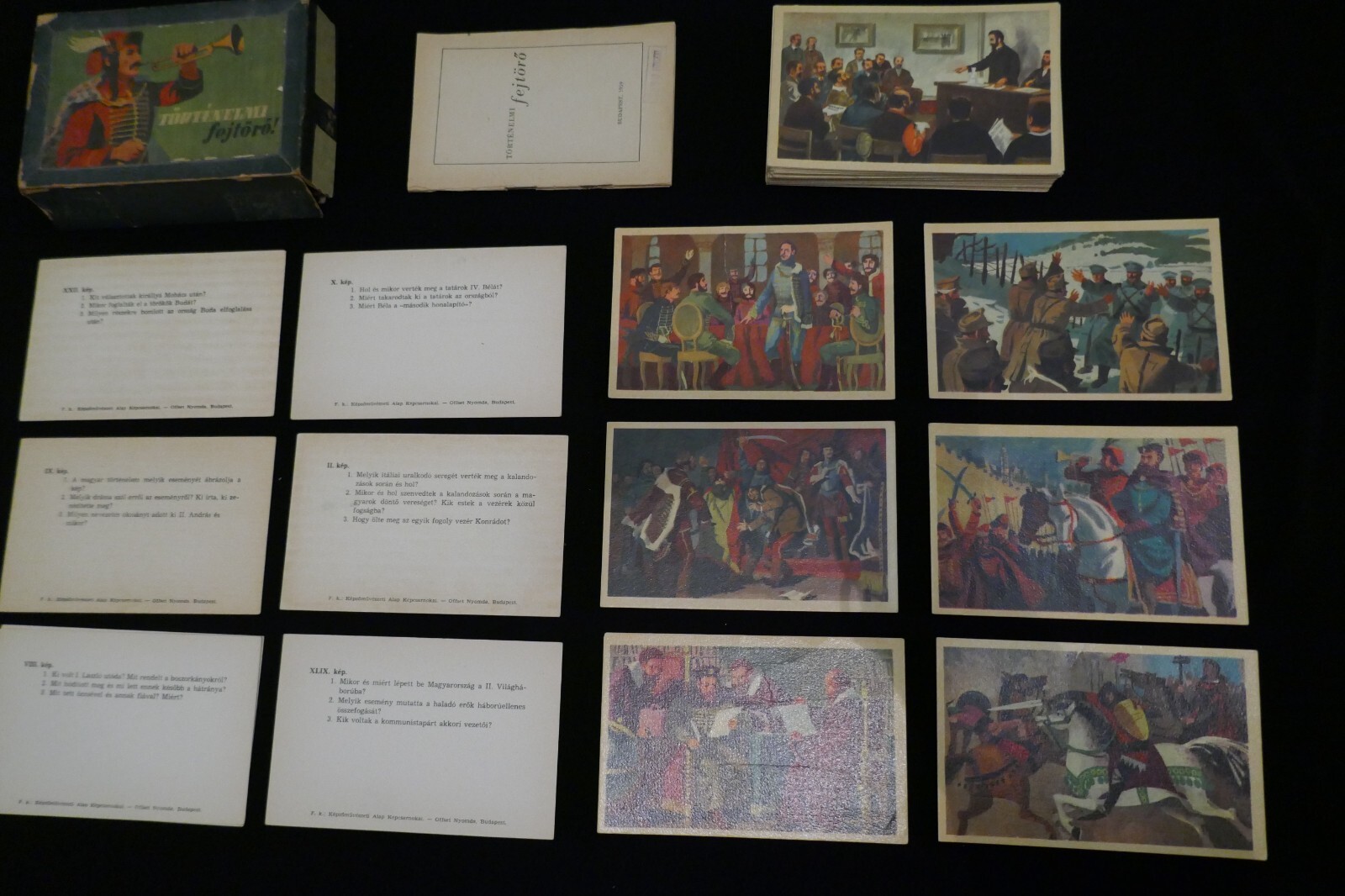 1950’s Rare Vintage Hungarian Budapest Hungary History Memory Game Flashcard Art