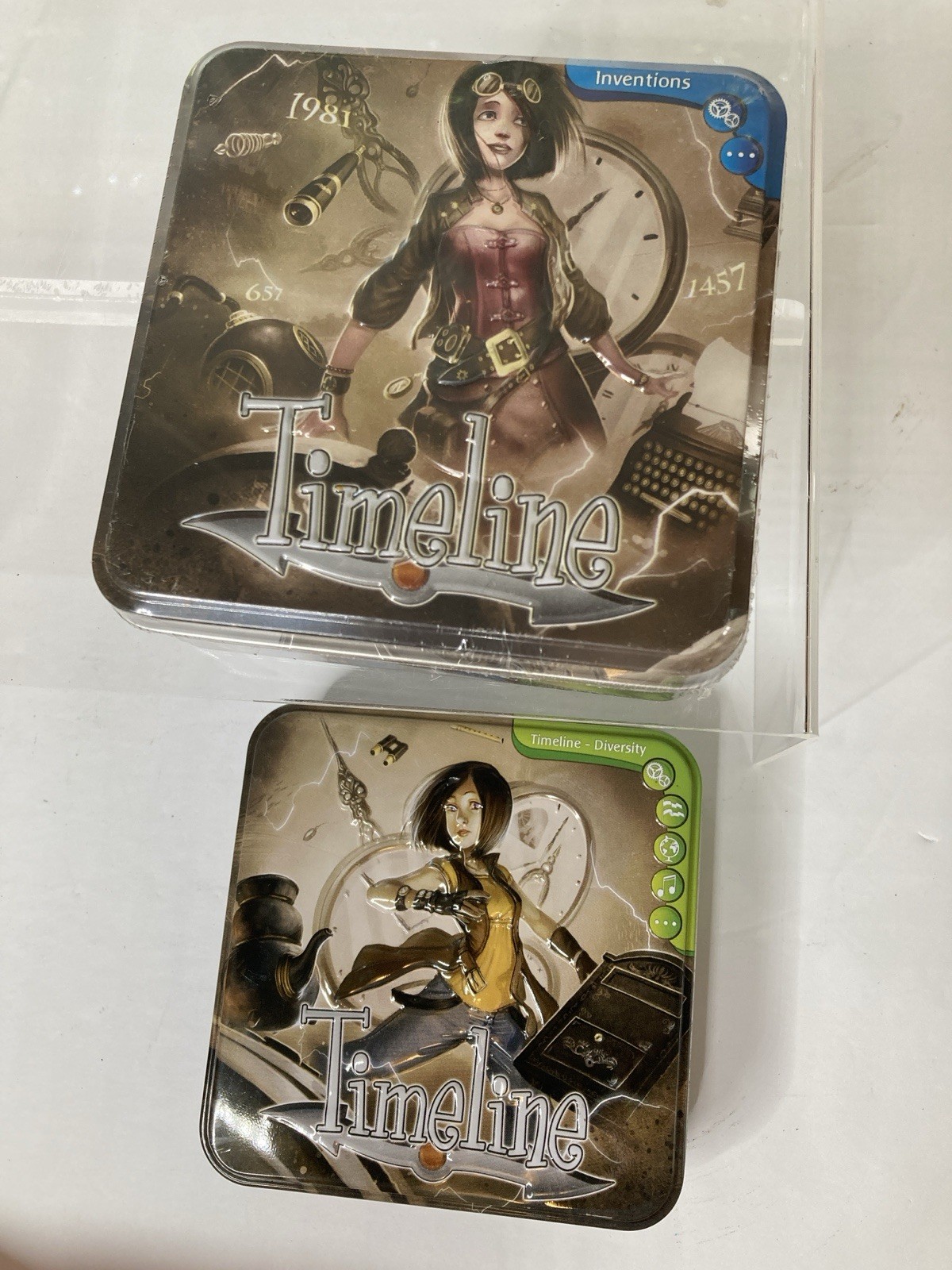 Timeline Inventions (sealed) & Diversity (open) Game Tin Edition Lot Of 2