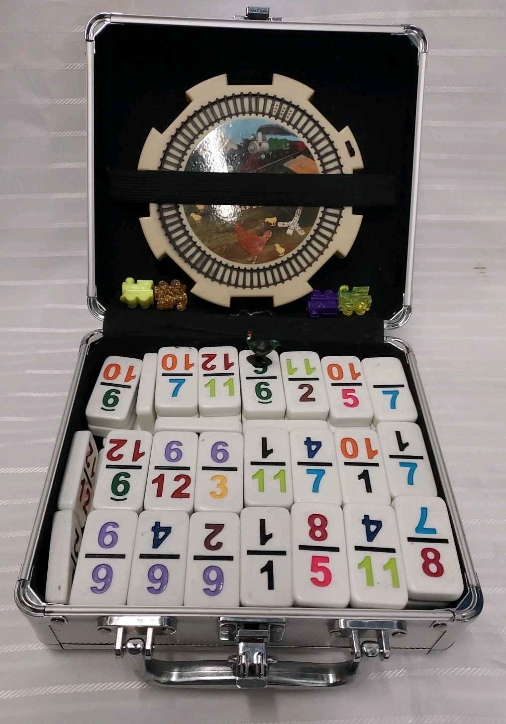 Double 12 Numeral Tiles 2-in-1 Mexican Train Set in Alum Case by CHH TTT