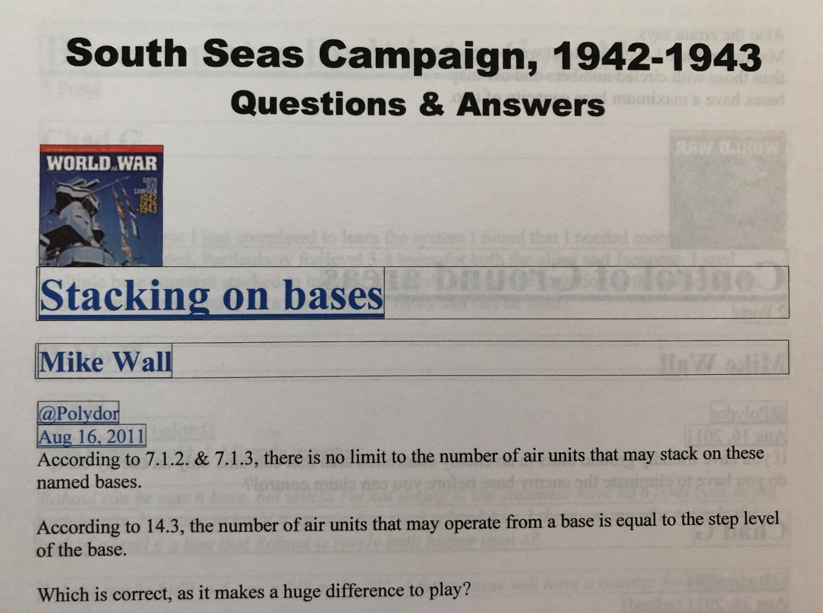 The SOUTH SEAS CAMPAIGN Game EXPANSION (W at War #18) 36 Counters! +4 BONUS! VG!