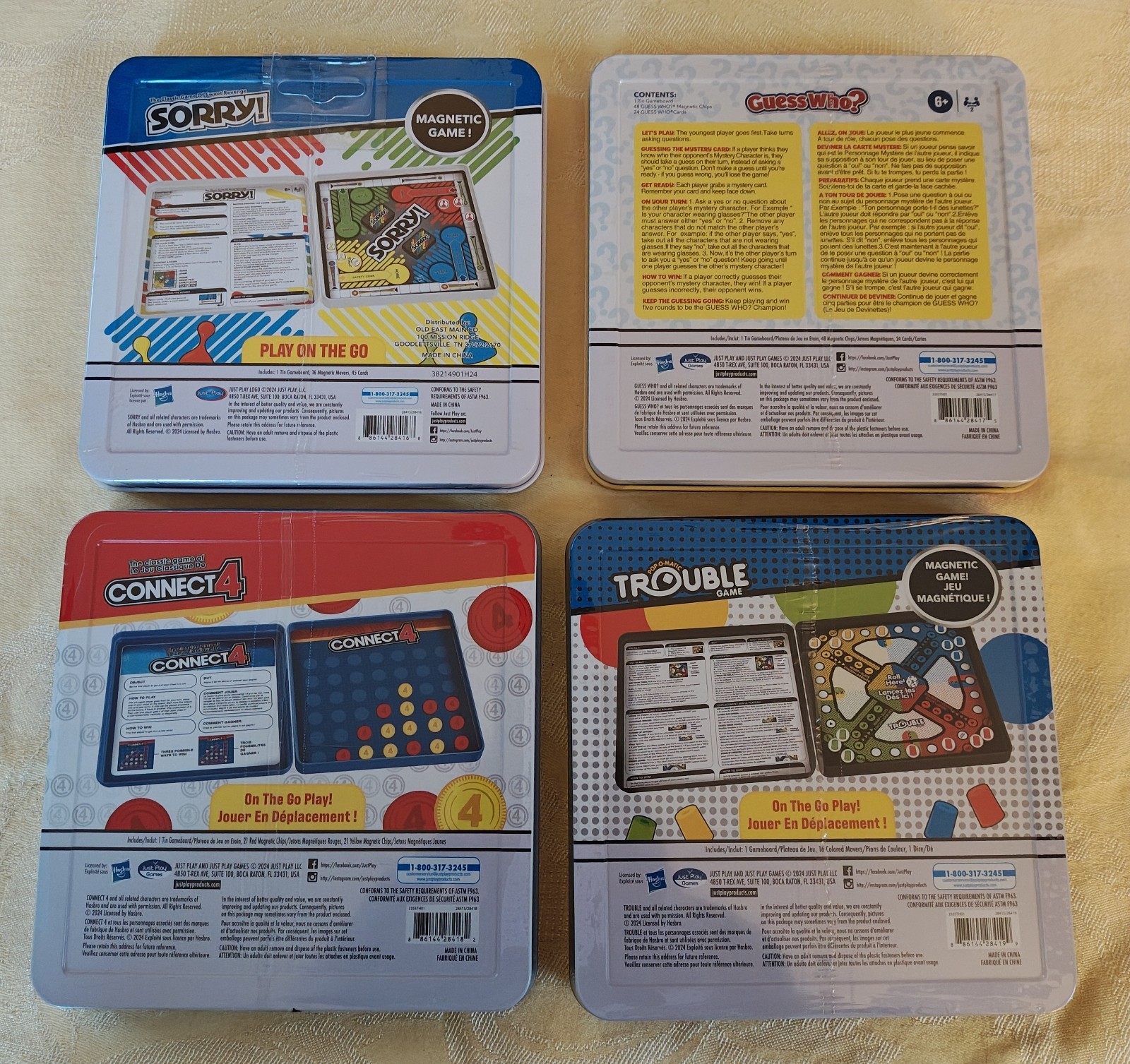 Sorry! Trouble! Guess Who?, Connect 4! Play On The Go Games. NEW/ Sealed.