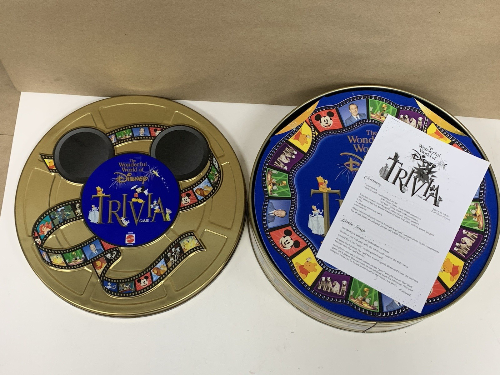Vintage 1990’s 1997 The Wonderful World Of Disney Trivia Game in Tin Complete