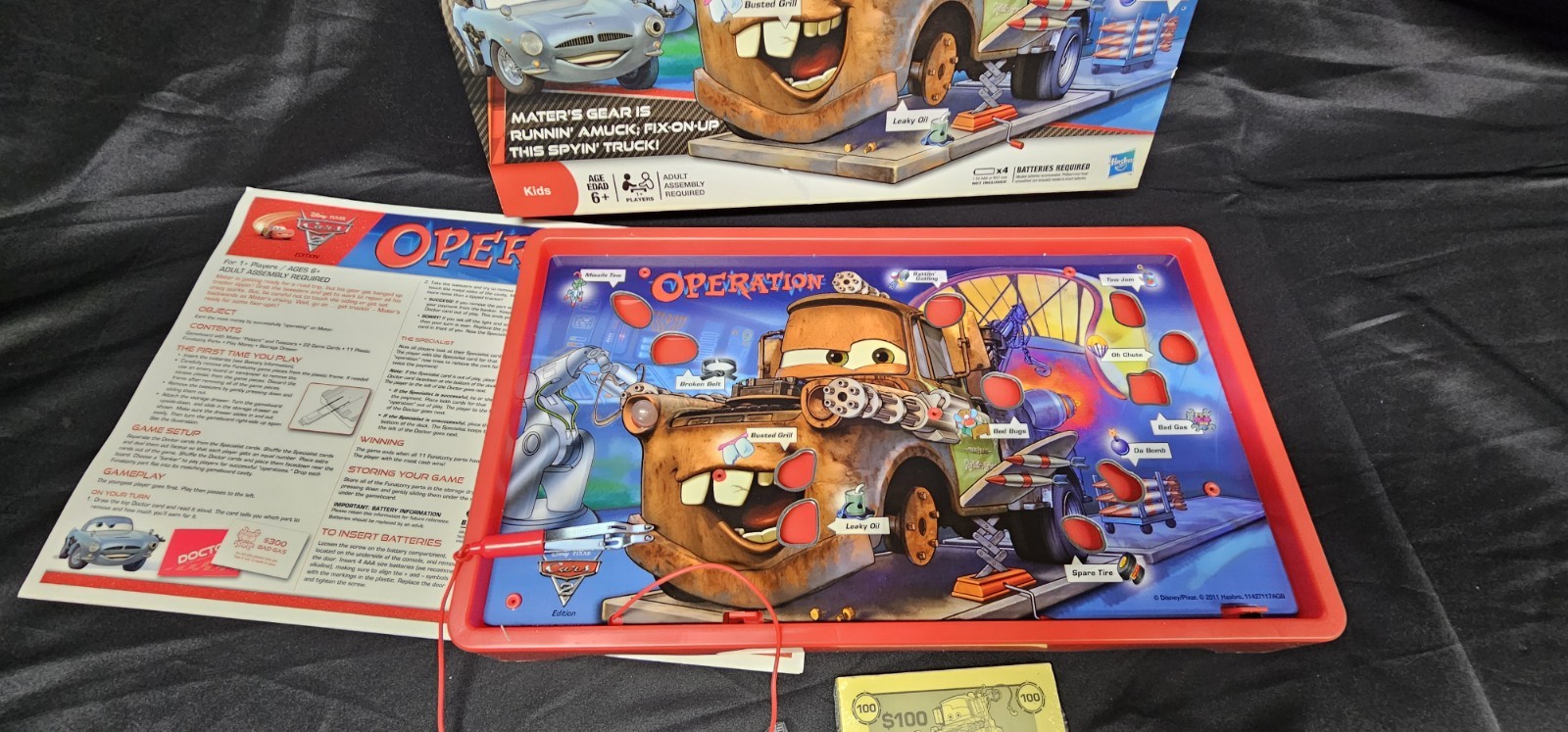 2011 Operation Game Disney Pixar Cars 2 Edition by Hasbro – Board Game COMPLETE