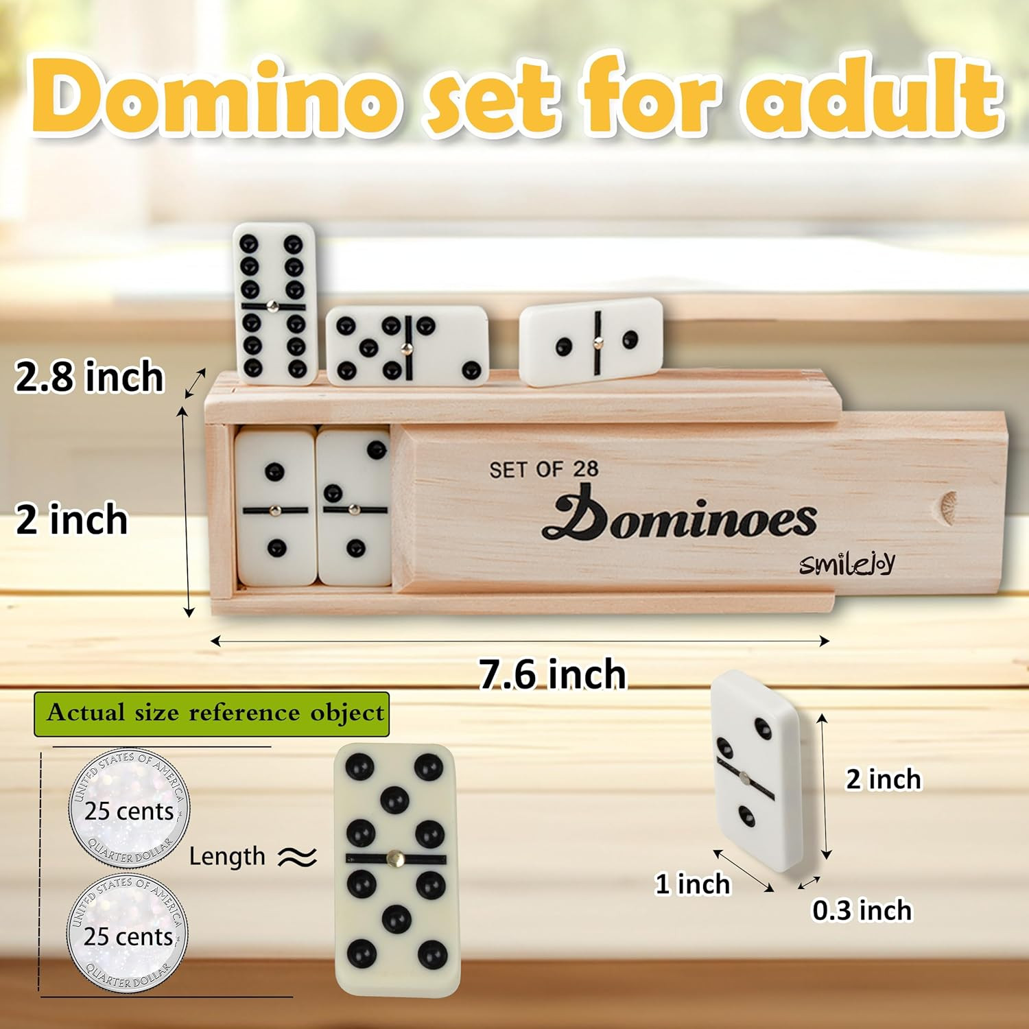 Dominoes Set for Adults, Domino Set for Classic Board Games, Double 6 Domino Gam