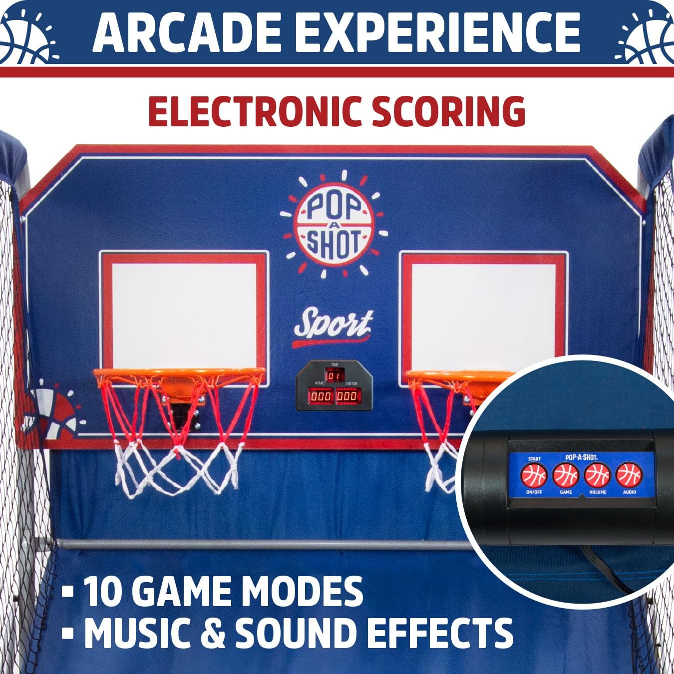Pop-A-Shot – Dual Shot Sport | Arcade Basketball Game for Home | Large, Blue