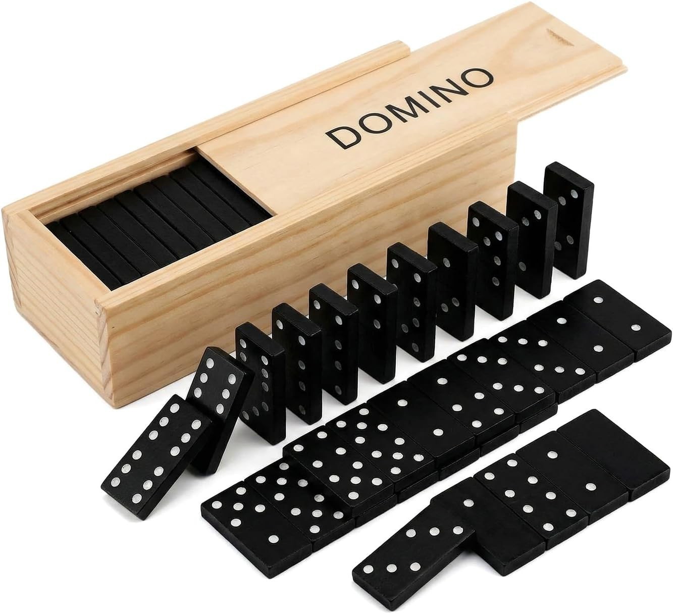 Mini Wooden Dominoes Set for Adults – Double 6 Game in Portable Wooden Case