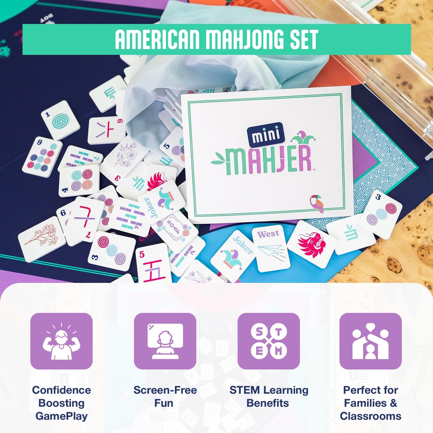 Mini Mahjer Mahjong for Beginners & Families | American Mahjong Starter Set, …
