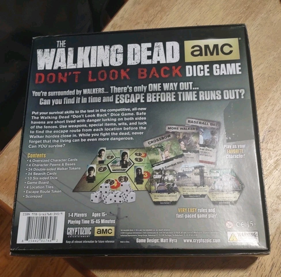 AMC The Walking Dead Don’t Look Back Dice Game Cryptozoic Complete