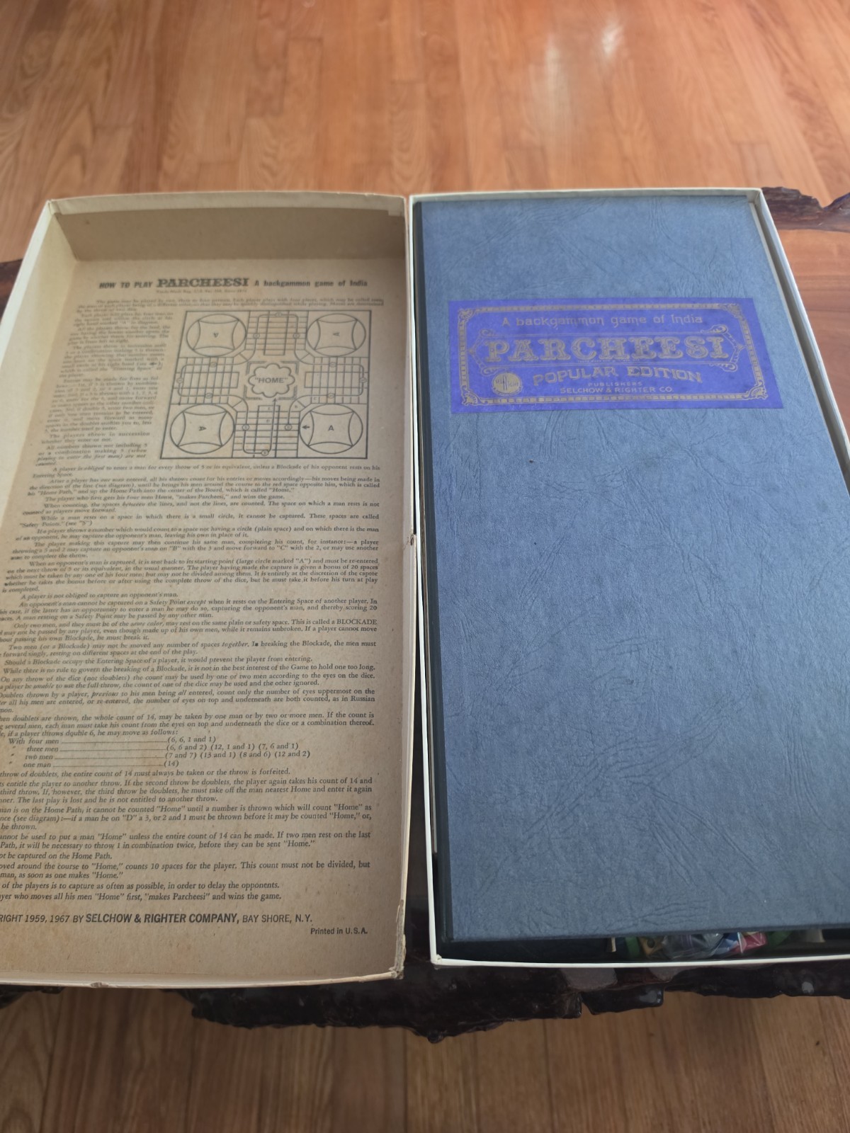 Vintage 1967 Parcheesi Popular Edition Board Game by Selchow & Righter Co