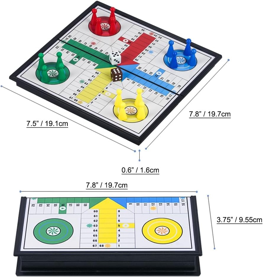 Magnetic Ludo Board Game Travel Folding Mini Set Family Fun Portable Gift for
