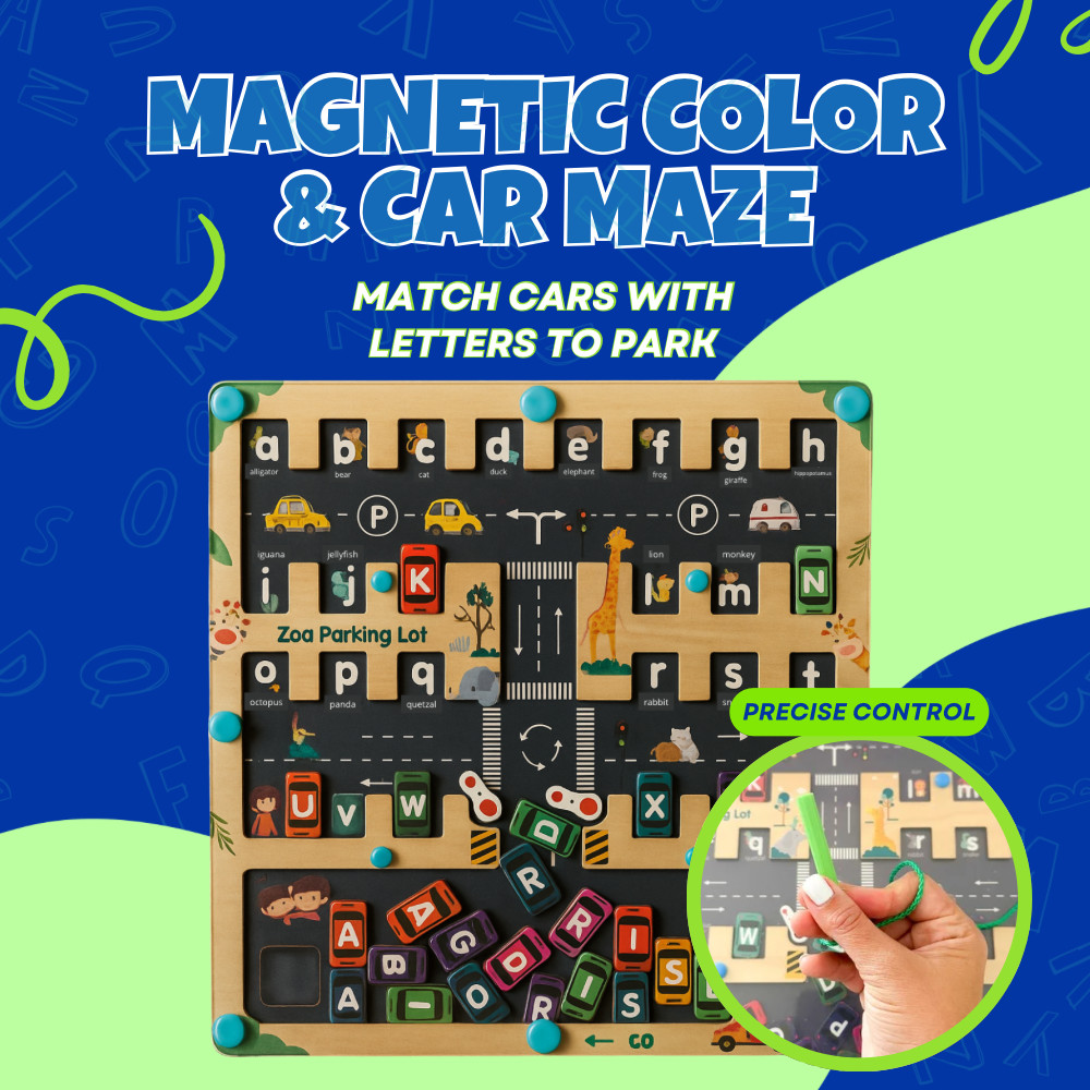 Magnetic Alphabet Maze Board for Kids Ages 2-5: Montessori Wooden Puzzle