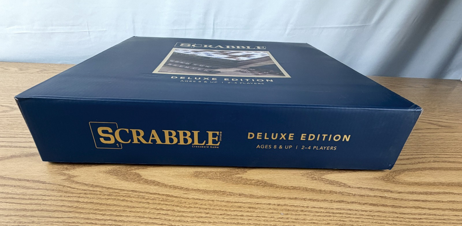 Scrabble Deluxe Classic Edition Wood Rotating Turntable Board Game Open Box
