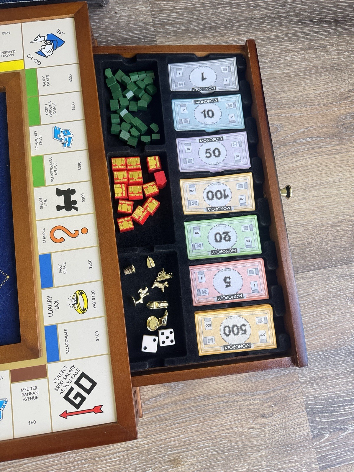 Monopoly Luxury Wooden Edition with Wood Game Board Premium Collectible