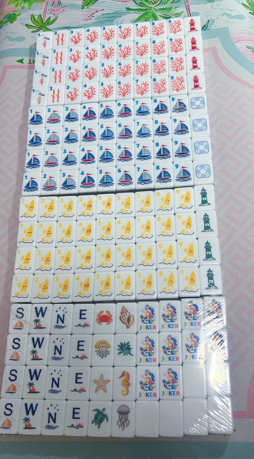 2026 Blue Ocean American Mahjong Game Set, 160 Paris Mah Jong Tiles