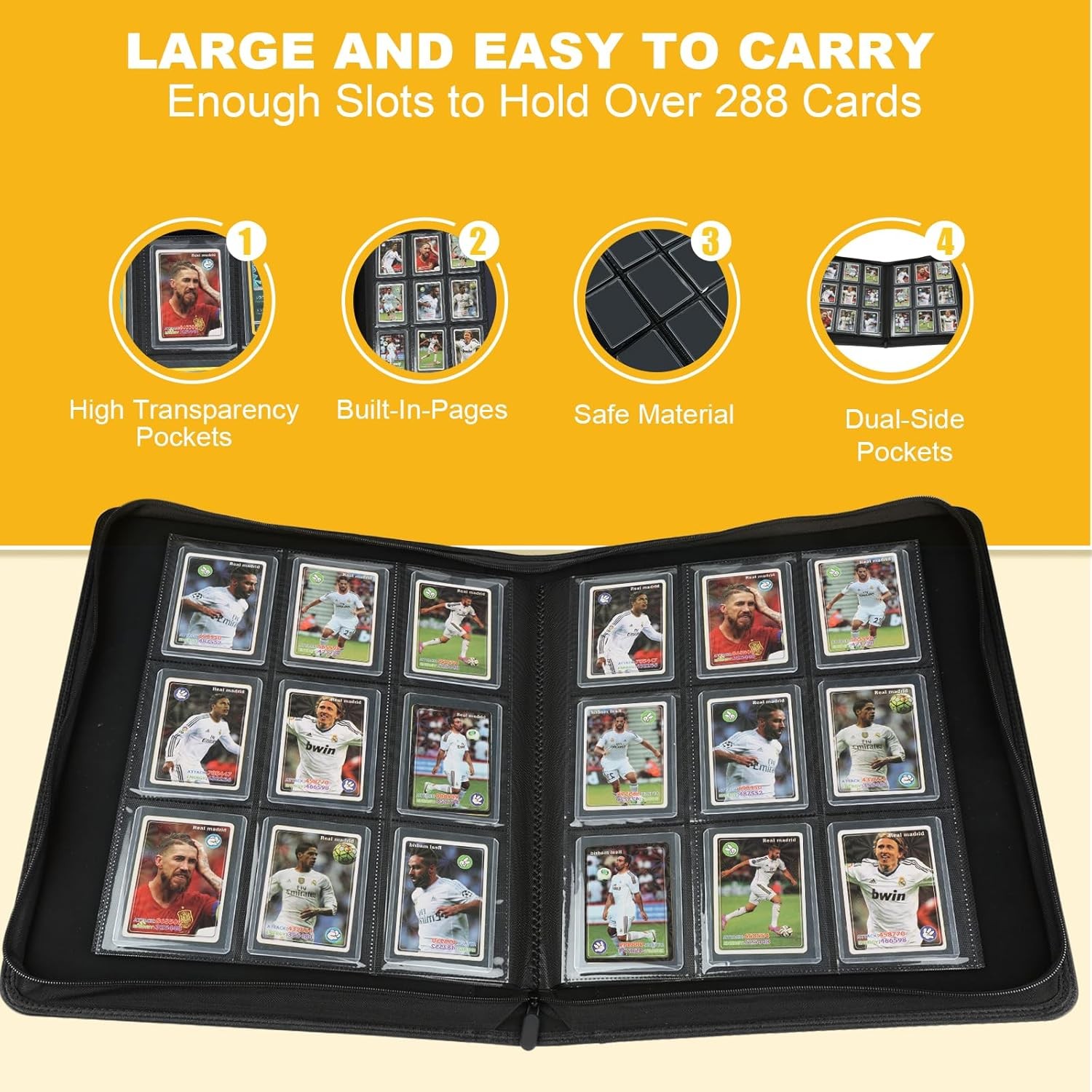 Toploader Binder,Toploader Hard Cases, 9-Pocket Pages Sleeves Hold up black2