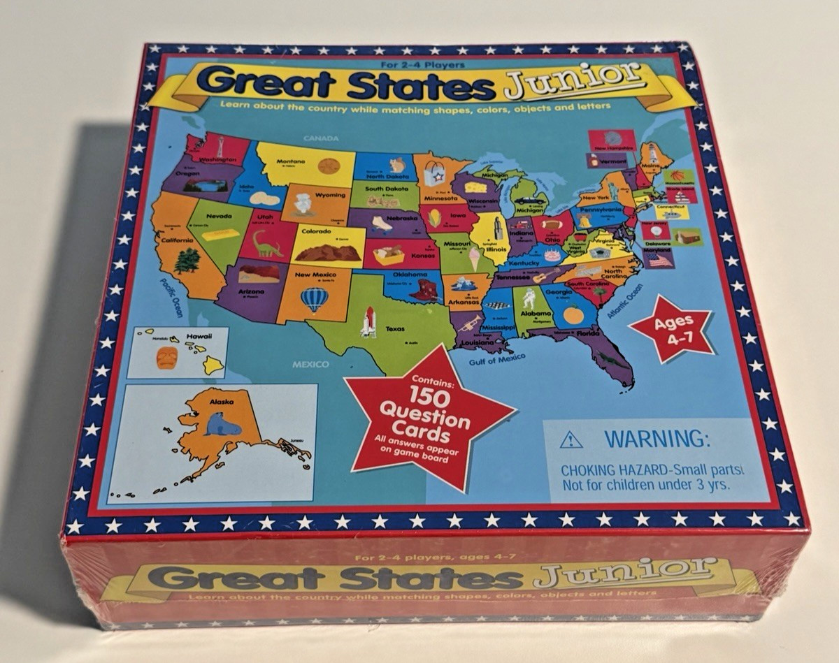 Great States Junior Board Game Factory Sealed 2003 Educational Geography Learn