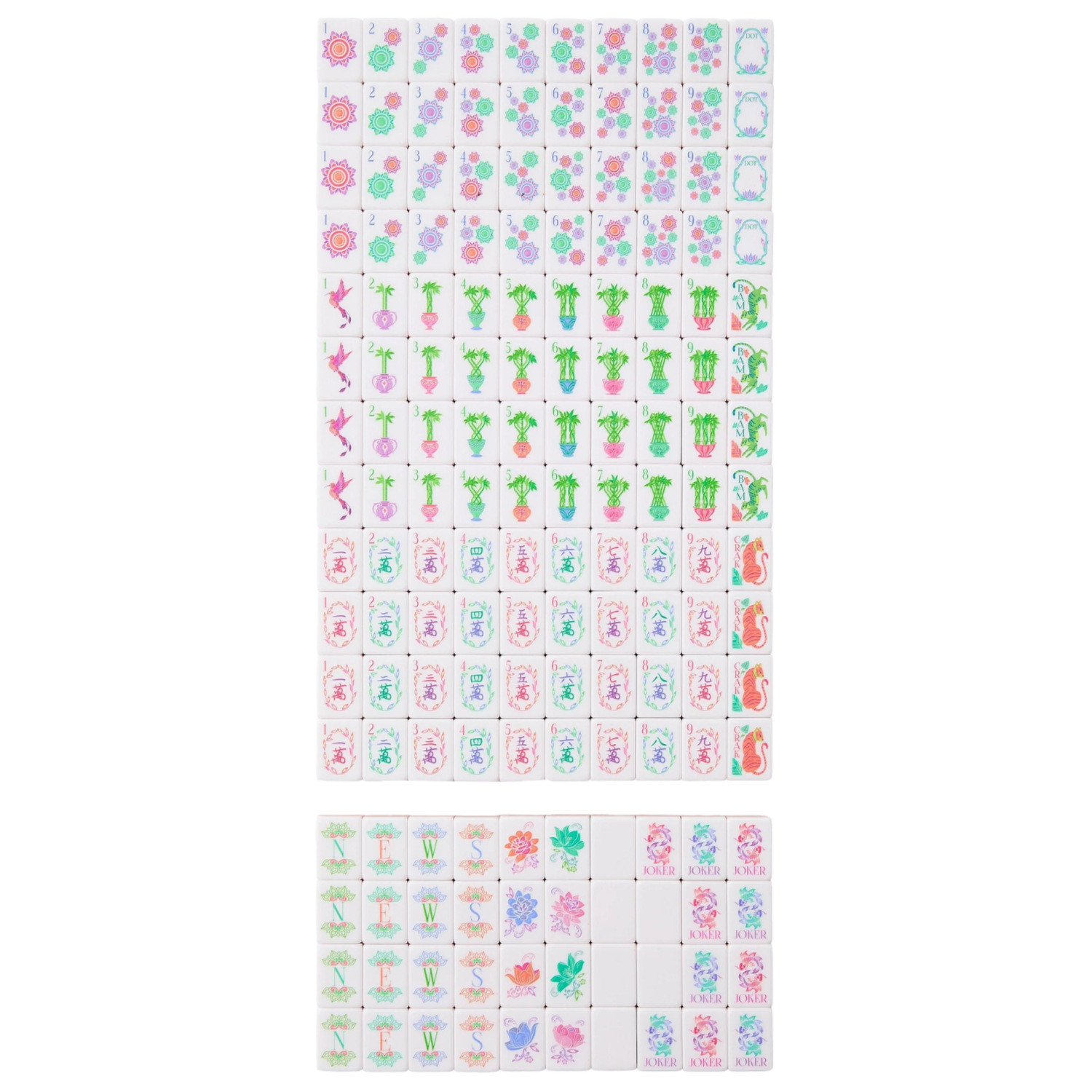 160Pcs 4-Layer Acrylic Pearl Color Engraved American Mahjong Set