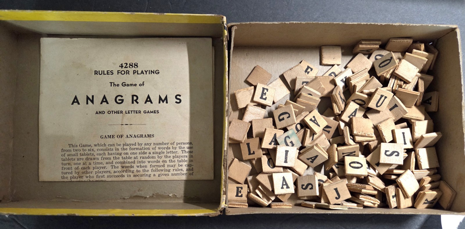 Anagrams And Letters With Wood Letters Vintage Milton Bradley No. 4288 1930’s 40