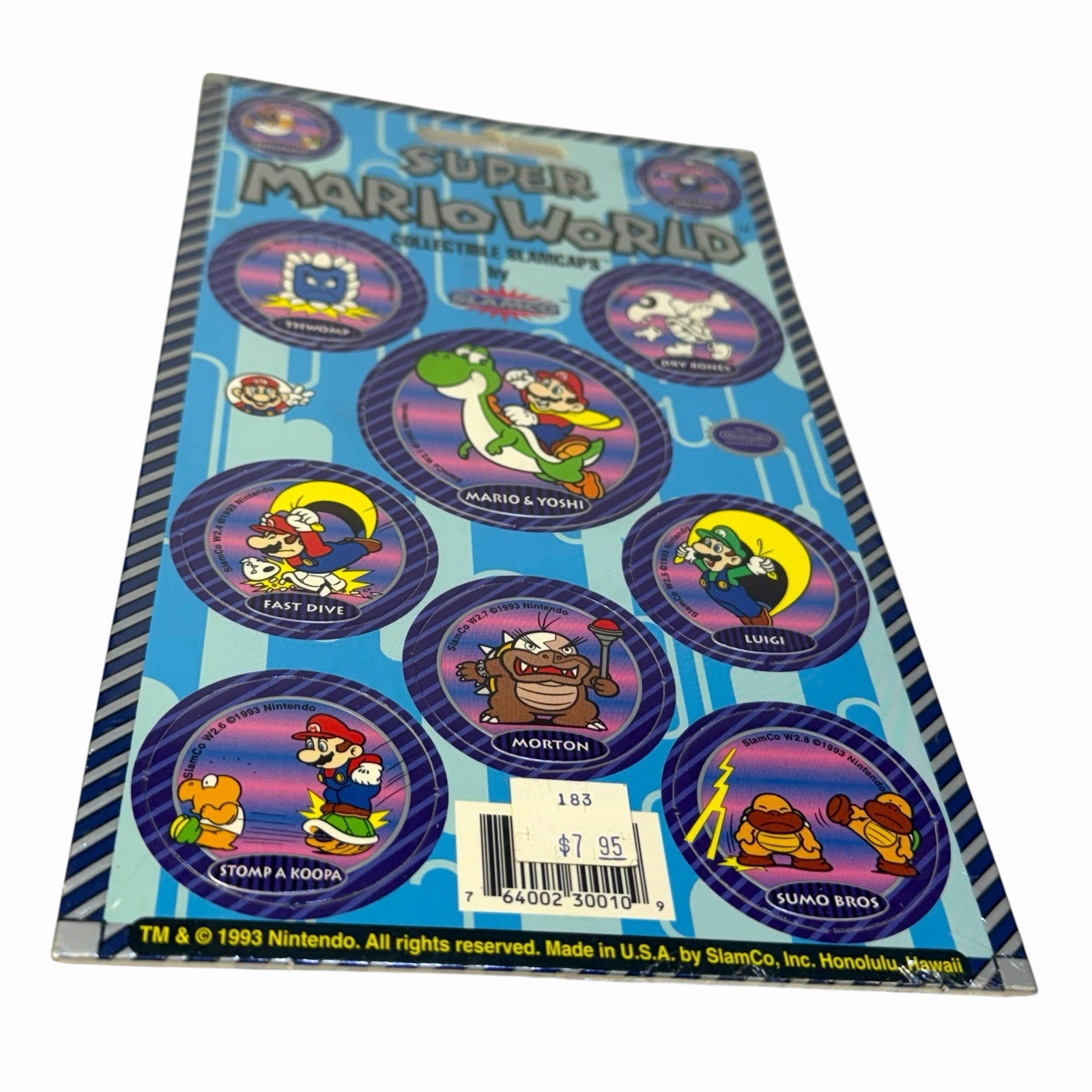 Vintage 1993 Nintendo NOS Super Mario World Slamcaps Pogs By Slamco NEW Sealed