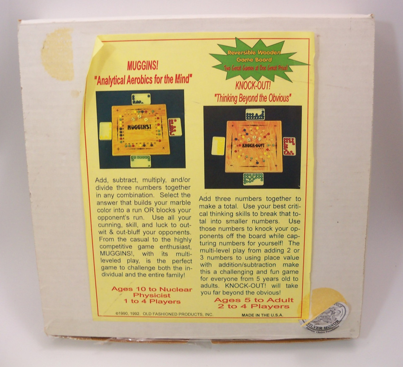 1992 Muggins & Knock-Out Reversible Wooden Mathmatical Board Games