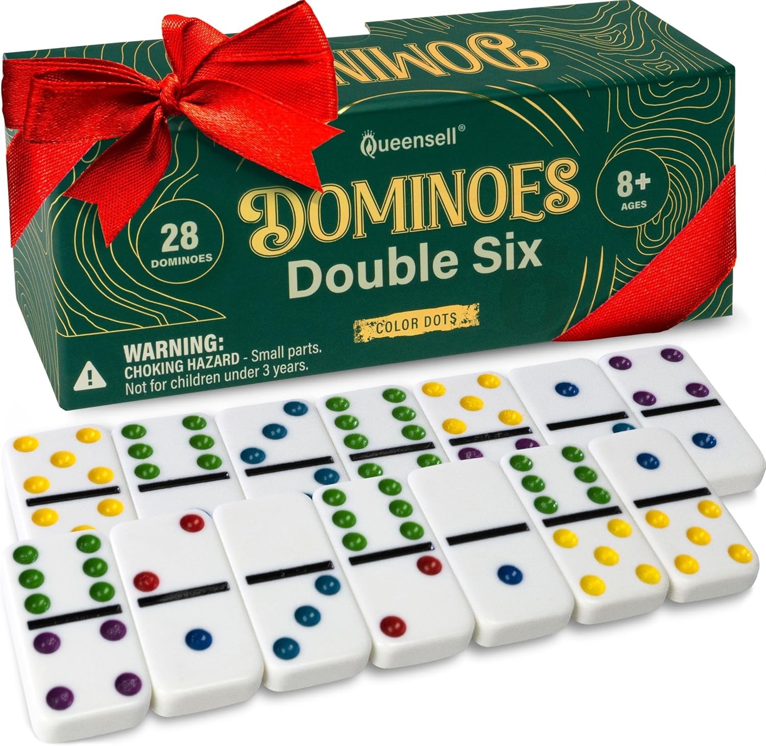 Dominos Set for Adults and Kids with Colored Dots – Double 6 Dominoes Set – C…