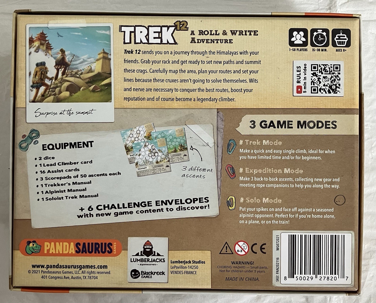 Trek 12 Himalaya A Roll & Write Adventure Board Game Pandasaurus Games Open Box