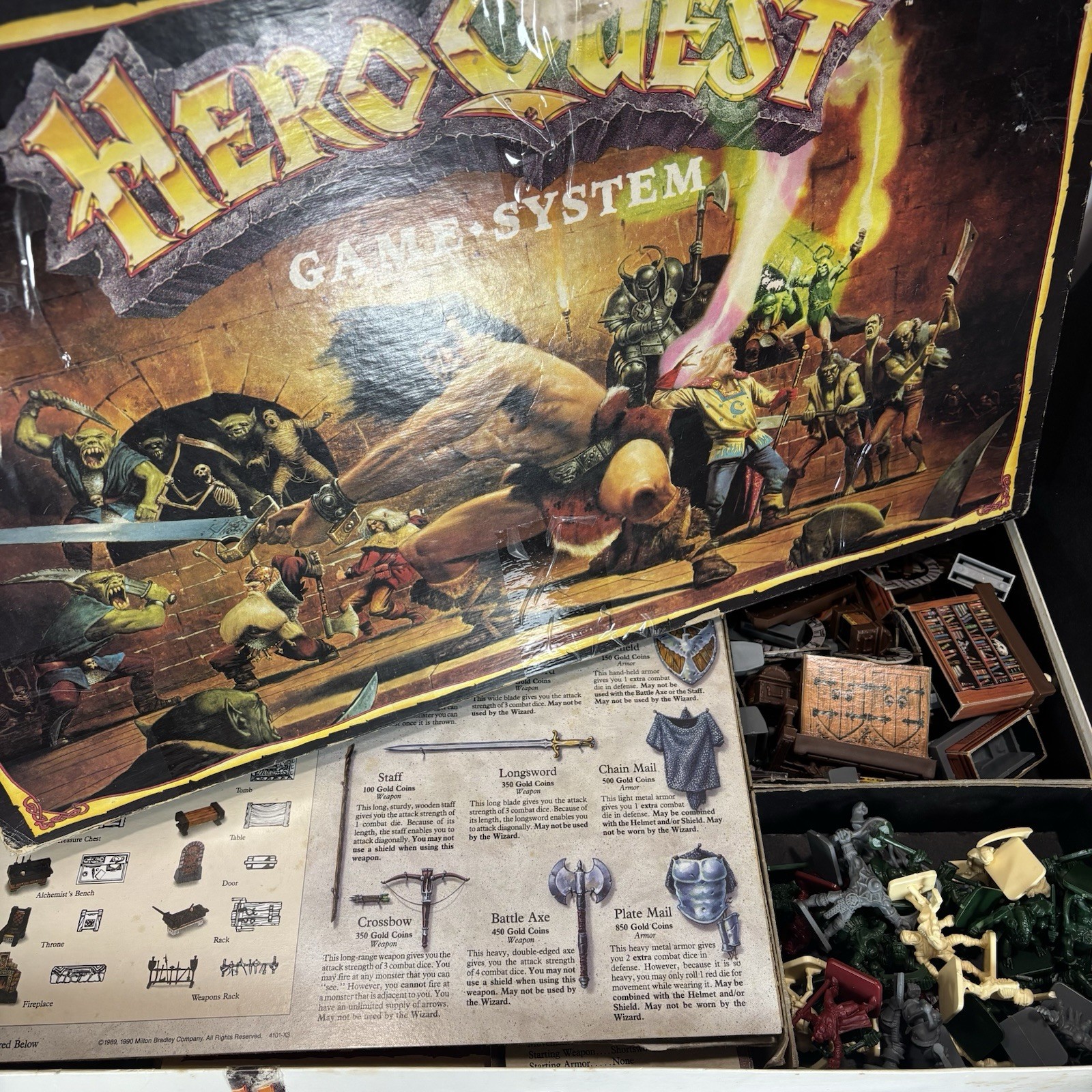 Hero Quest Board Game – 1989 Milton Bradley-Complete- Organized – Read