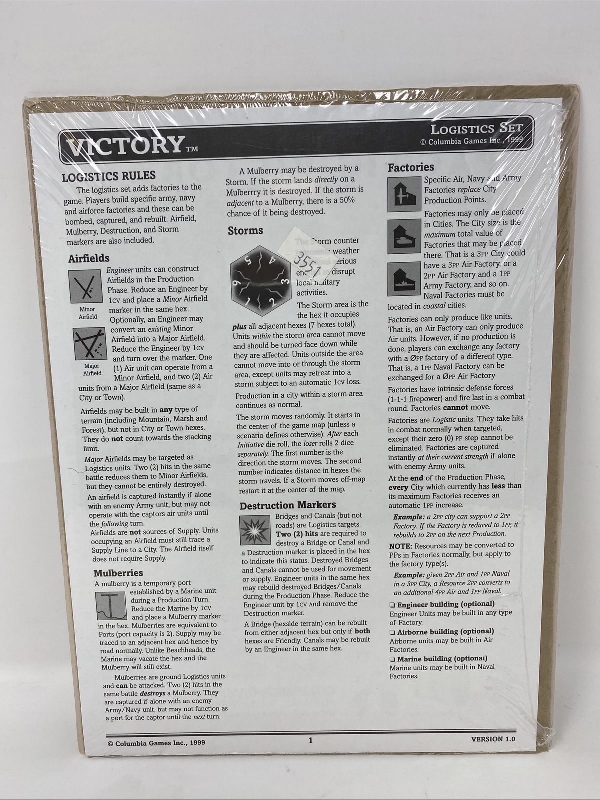 Victory Logistics Set (1999) – Columbia Games Inc. – SEALED