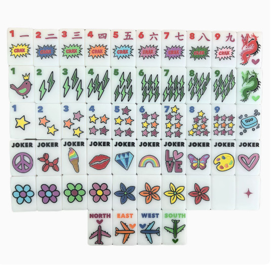 Western American Mahjong Set White Acrylic Portable Travel Mah Jong Tiles white