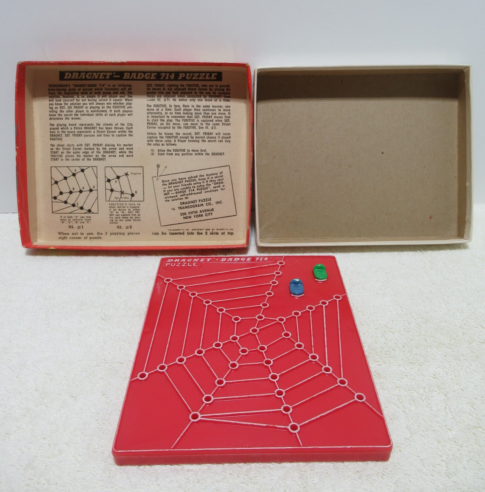 DRAGNET BADGE #714~BRAIN TEASER PUZZLE~VINTAGE 1955~TRANSOGRAM CO.