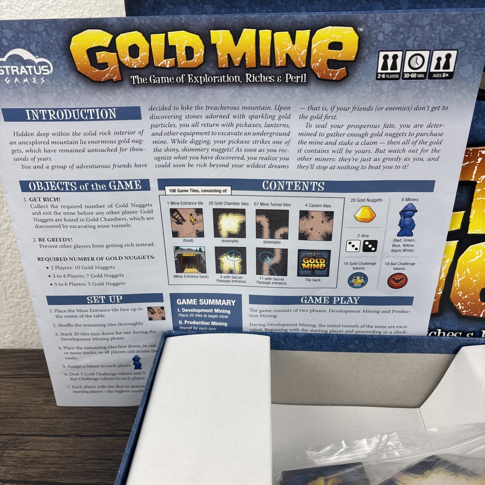 Gold Mine Board Game 2010 Stratus Games 100% Complete Miner Strategy Exploration