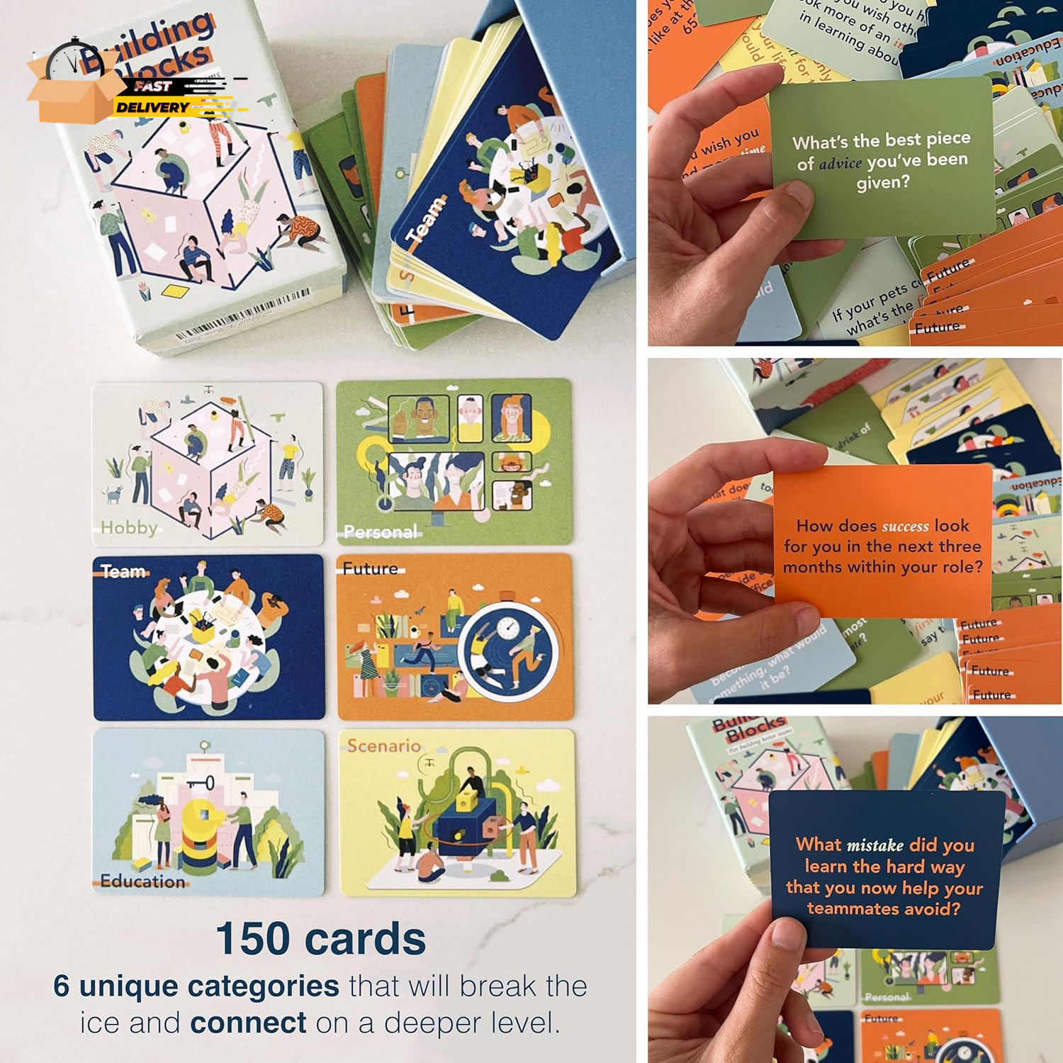 Building Blocks : Team Building Card Game for Work – 150 Conversation Starters