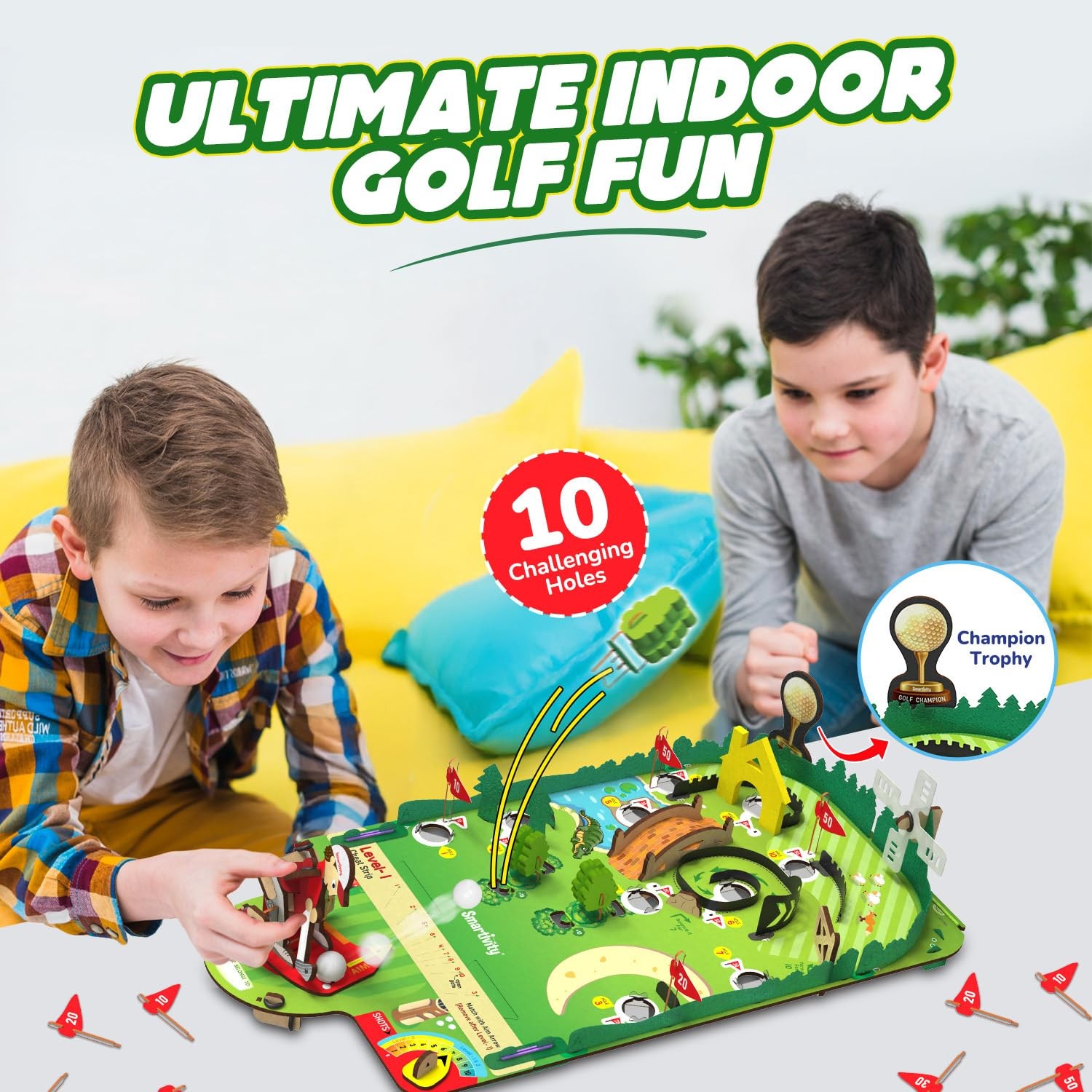 DIY Mini Golf STEM Kit 10 Hole Course Mechanical Golfer Smartivity 6-12 Kids