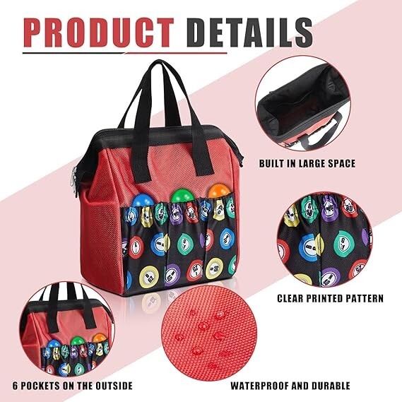 2 Pcs Bingo Dauber Bag Tote Bag Handle Zipper Bingo Bag with 6 External Pockets