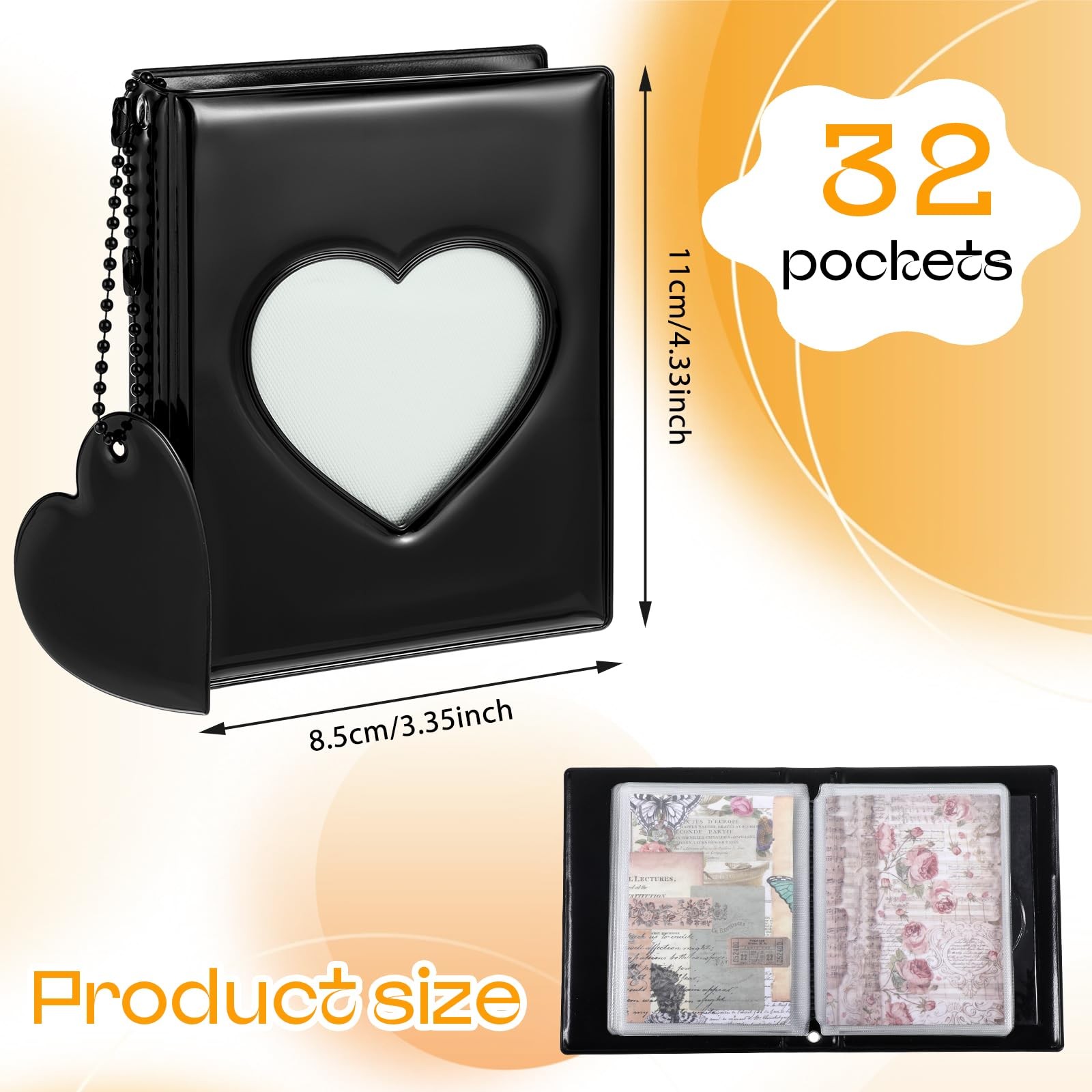 Mini Photocard Binder, 3 Inch Black Photo Album 11cm x 8.5cm, black
