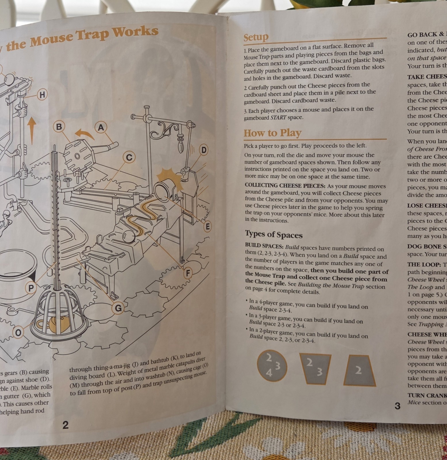 1994/1986 Mouse Trap Board Game Replacement Instruction Manual
