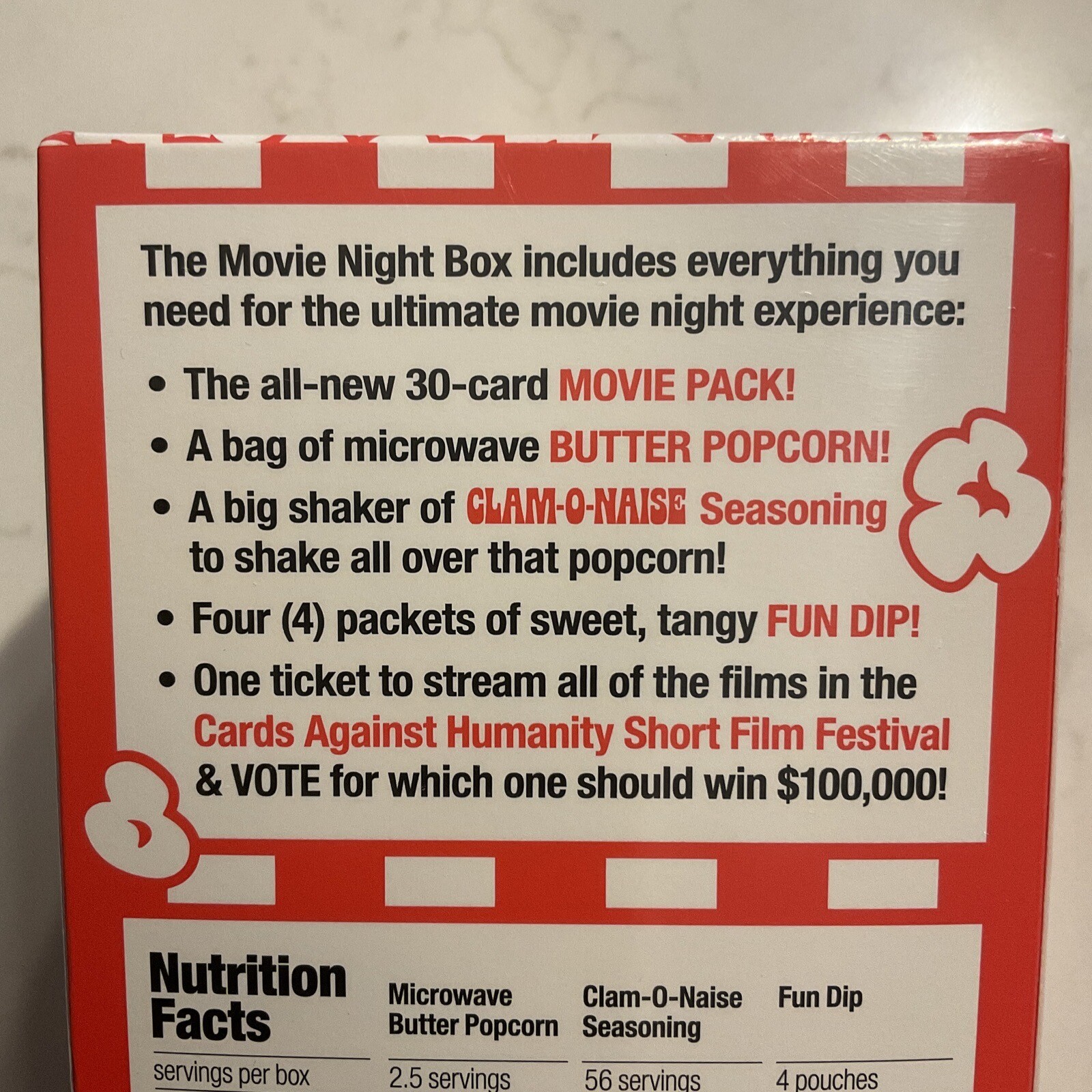 CARDS AGAINST HUMANITY – Movie Night Box with Exclusive Movie Pack NEW SEALED