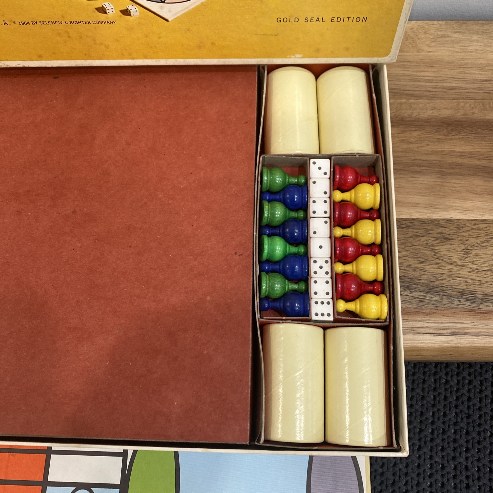 Parcheesi Game Gold Seal Edition No. 2 Selchow & Righter Complete/Excellent Cond